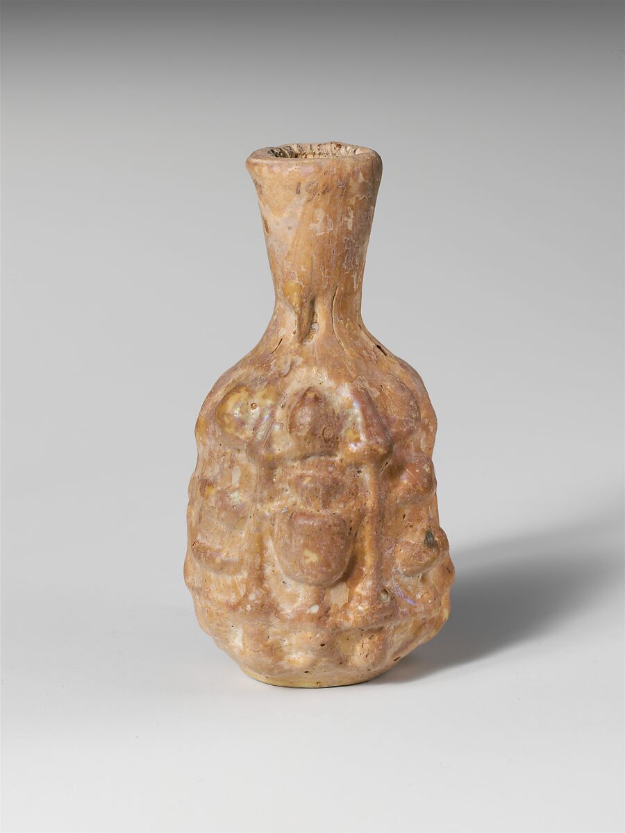 Glass hexagonal bottle, Glass, Roman 