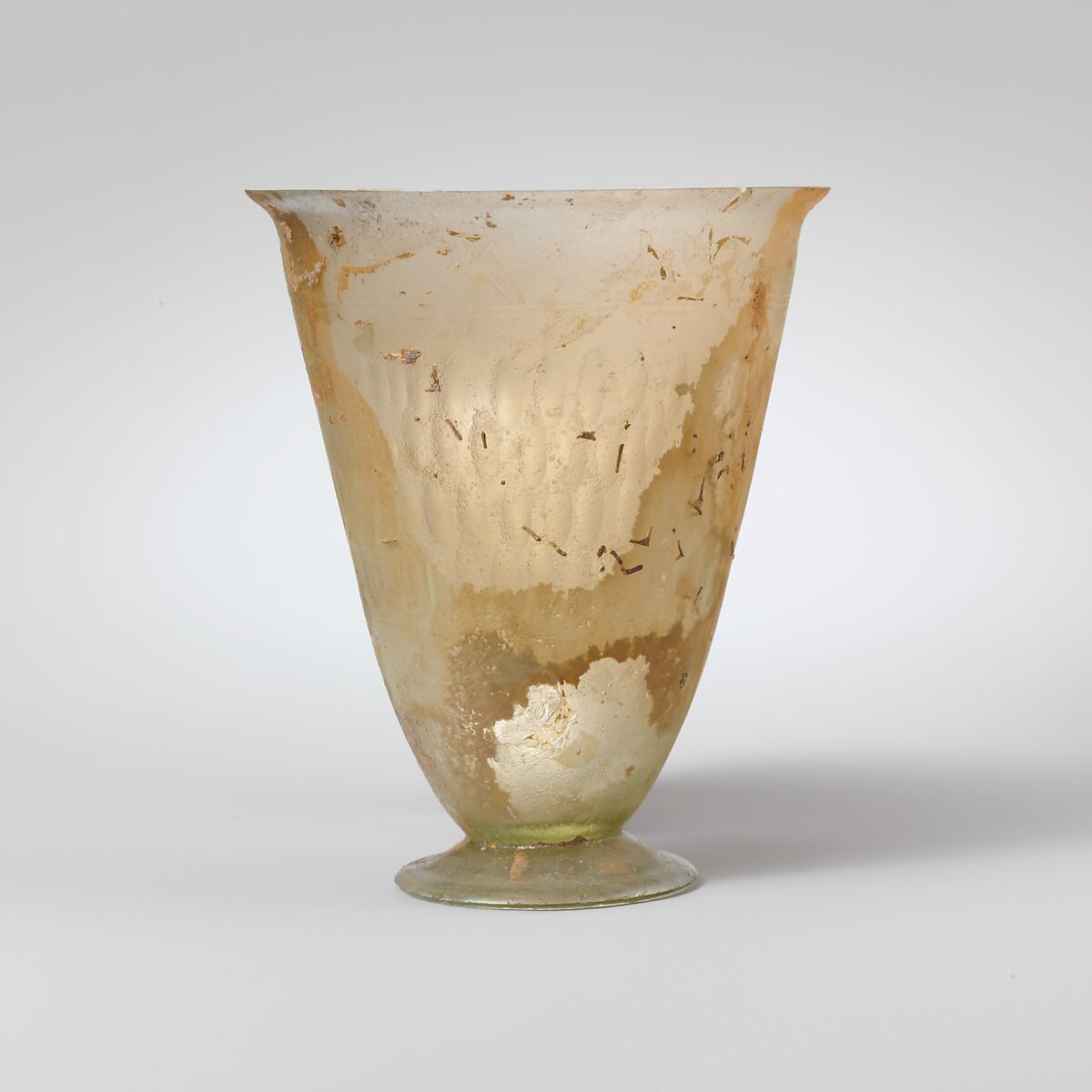 Glass beaker with facet-cut decoration, Glass, Roman 