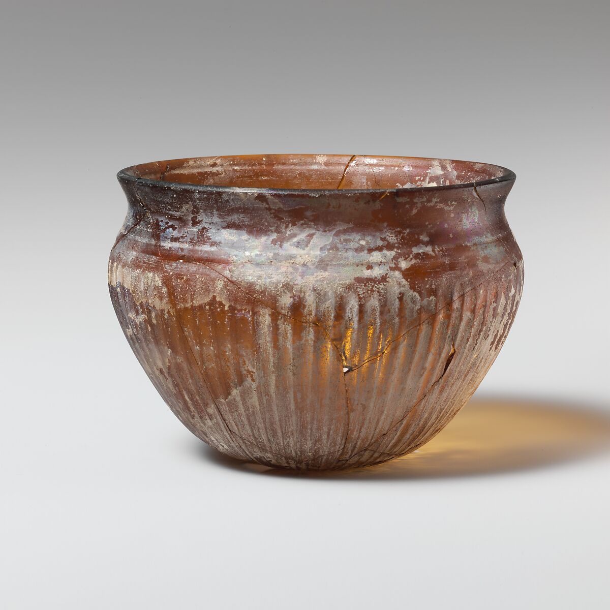 Glass bowl with fluted decoration, Glass, Greek 