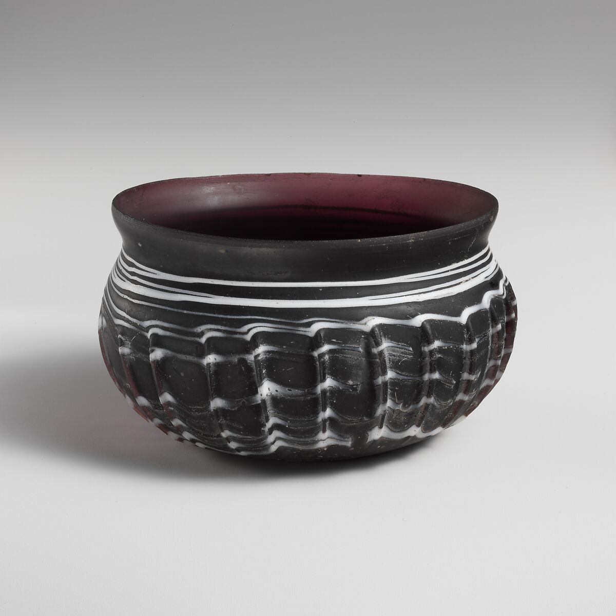 Glass ribbed bowl, Glass, Roman 