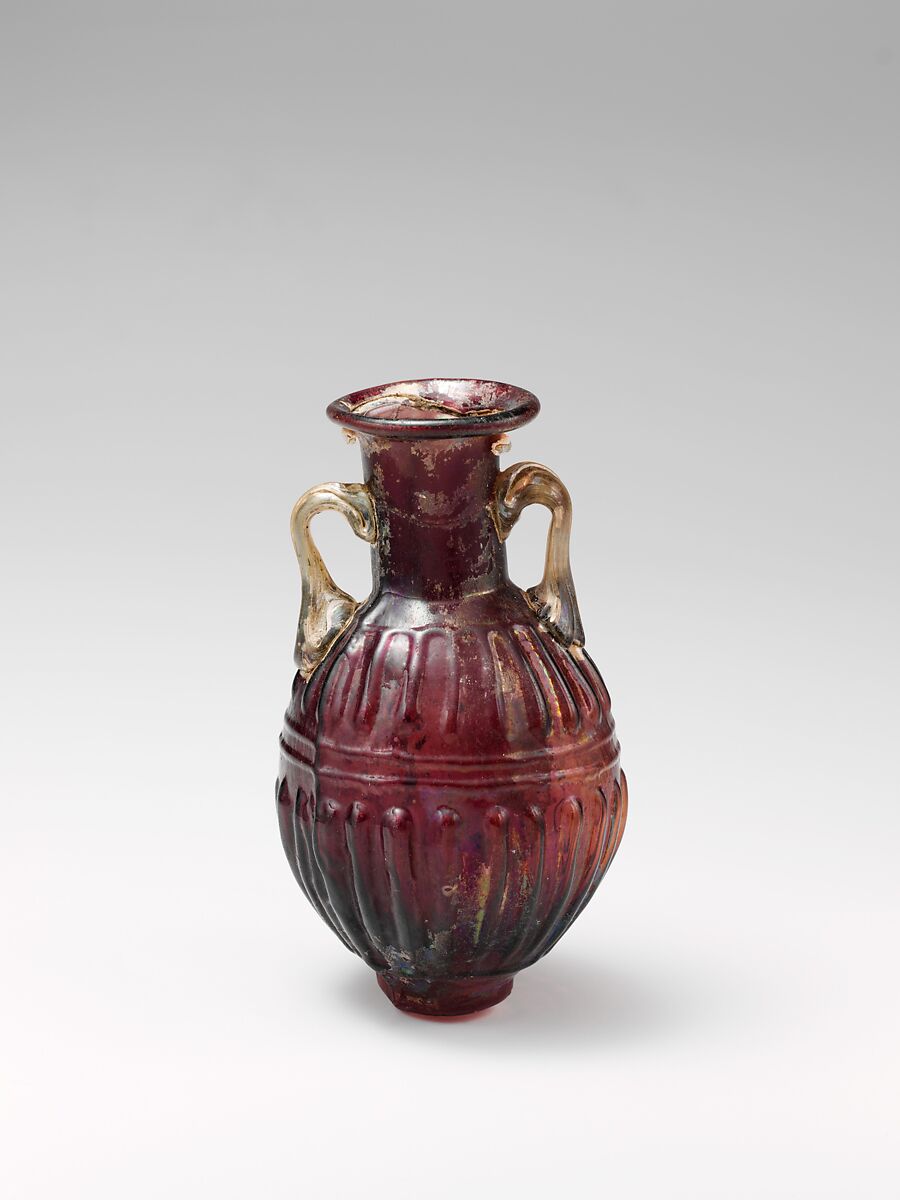 Glass amphoriskos (perfume flask), Glass, Roman 