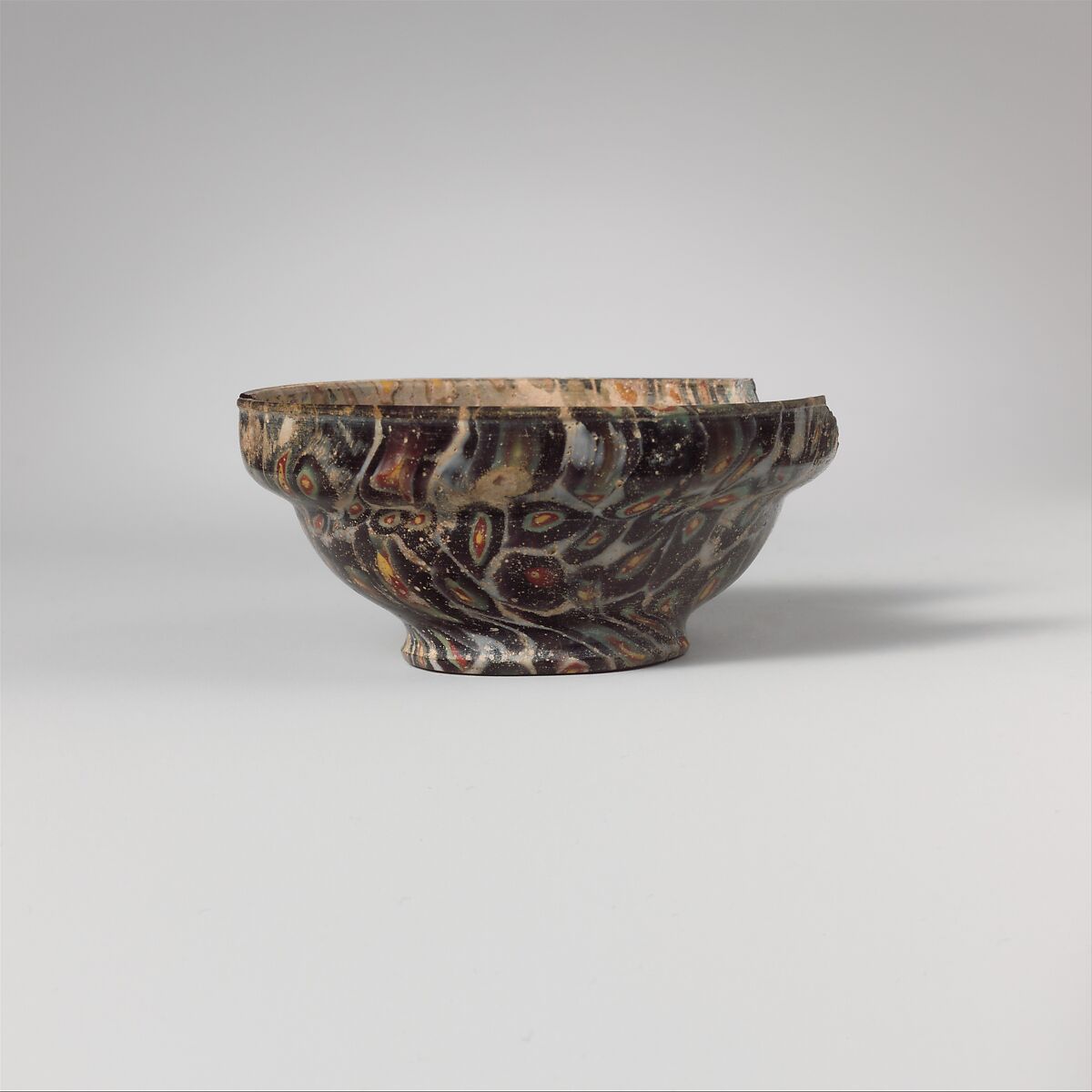 Glass mosaic carinated bowl, Glass, Roman, probably Italian 
