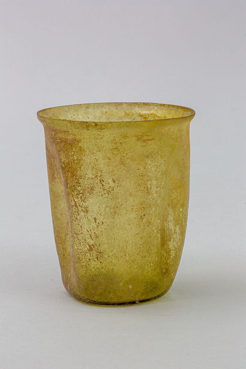 Glass indented beaker, Glass, Roman 