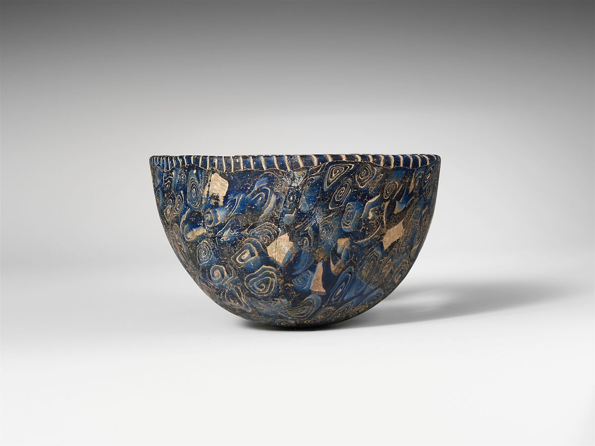 Glass mosaic hemispherical bowl, Glass, Greek 