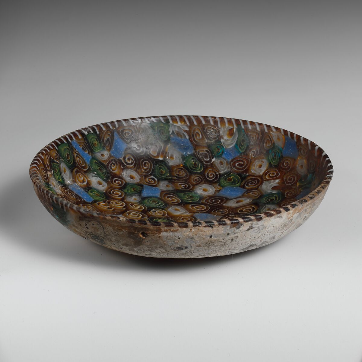 Glass mosaic bowl, Glass, Greek, probably Eastern Mediterranean