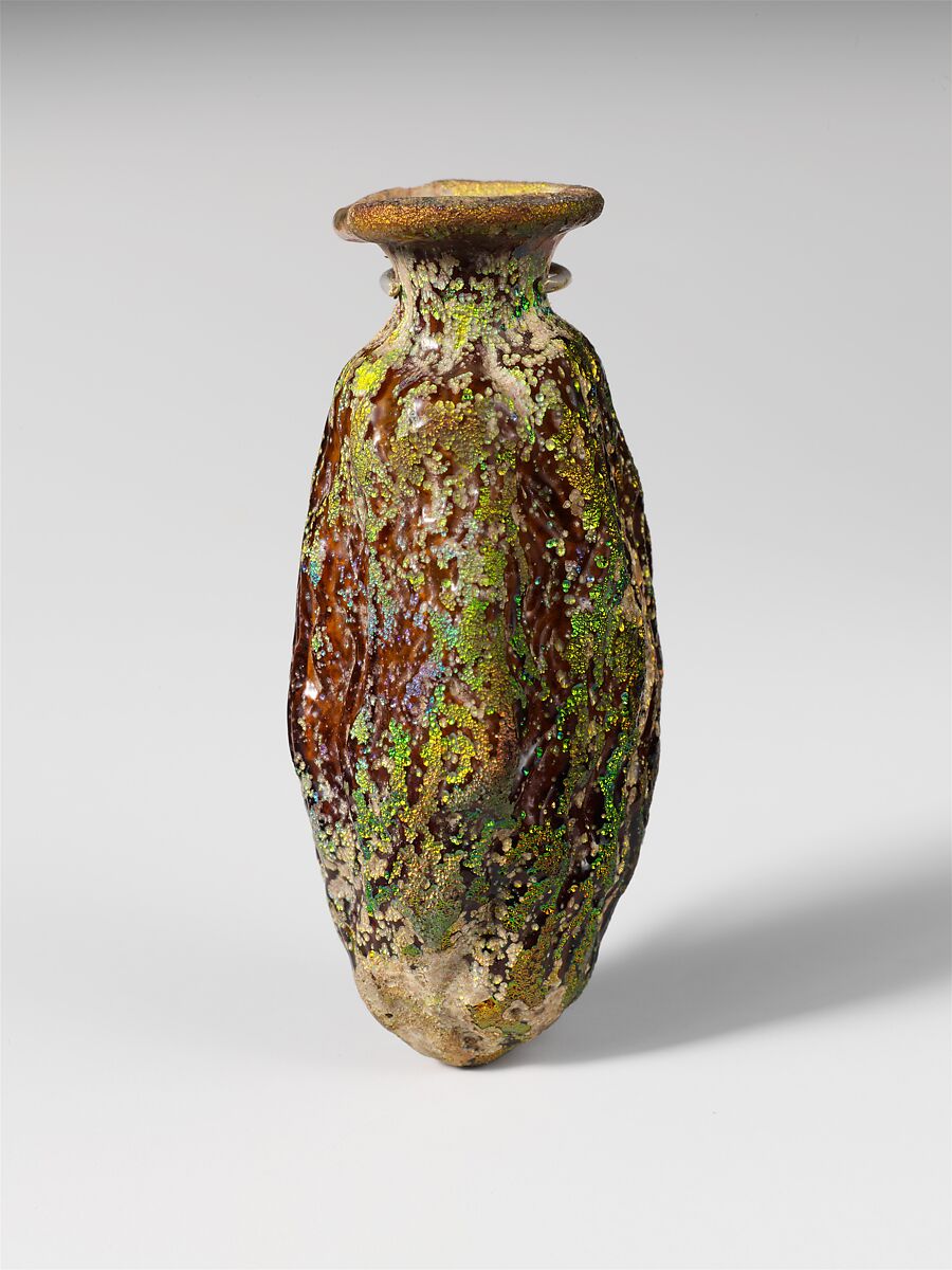 Glass bottle shaped like a date, Glass, Roman 