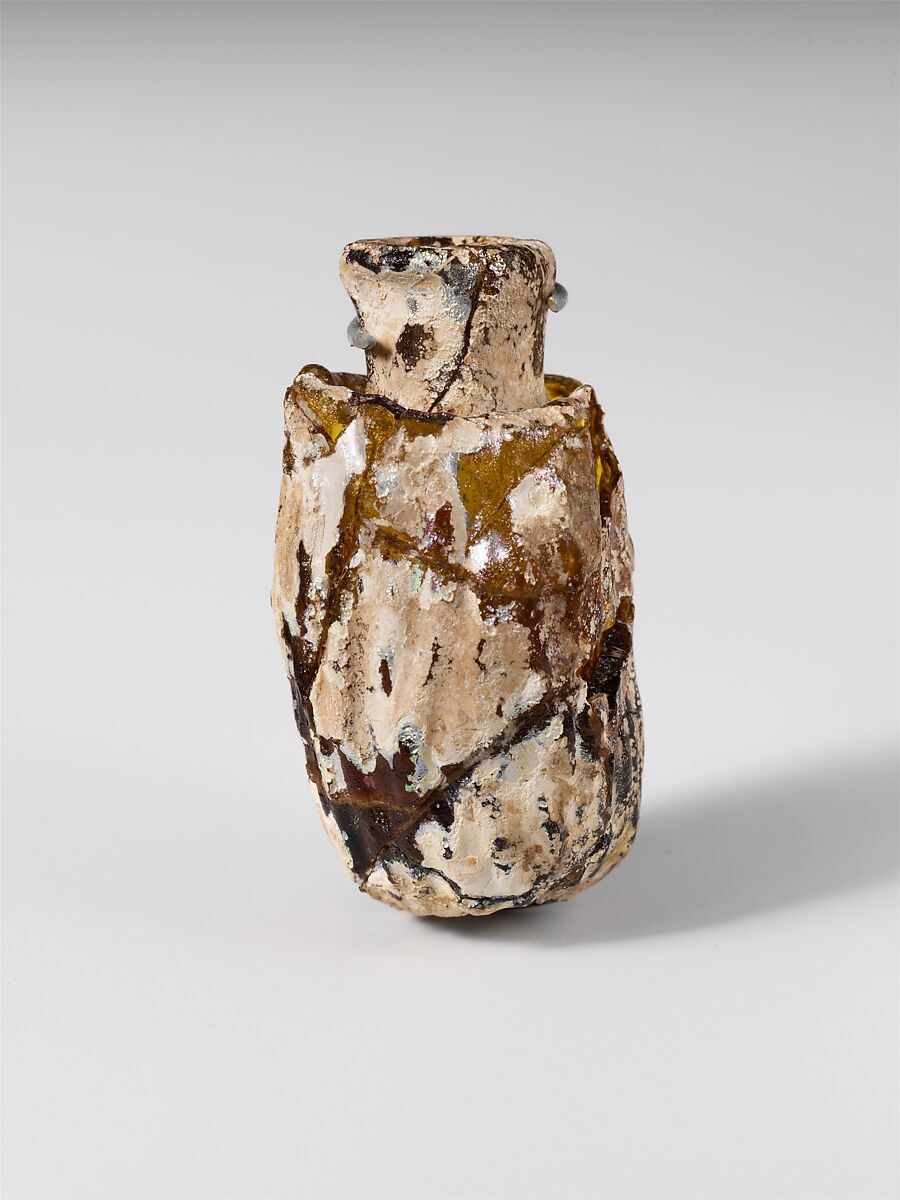 Glass bottle shaped like a date, Glass, Roman 