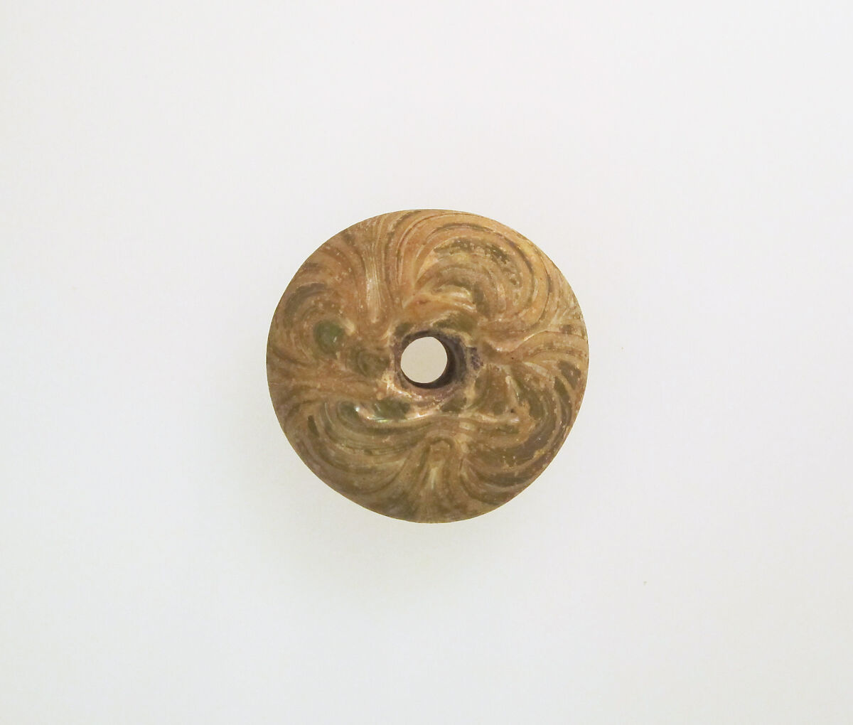 Glass spindle whorl, Glass, Possibly Merovingian 