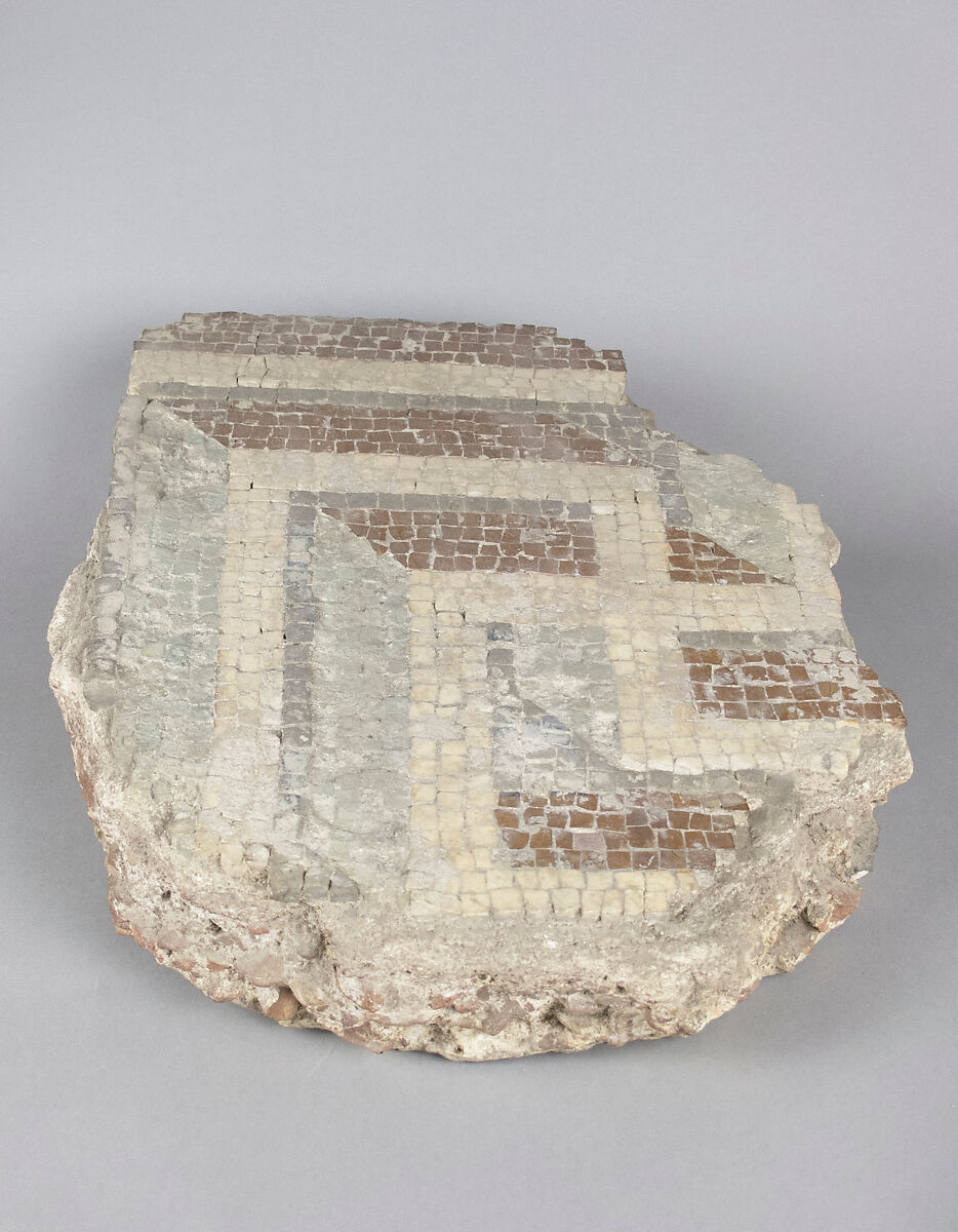 Mosaic floor fragment, Tile, mortar, Roman 