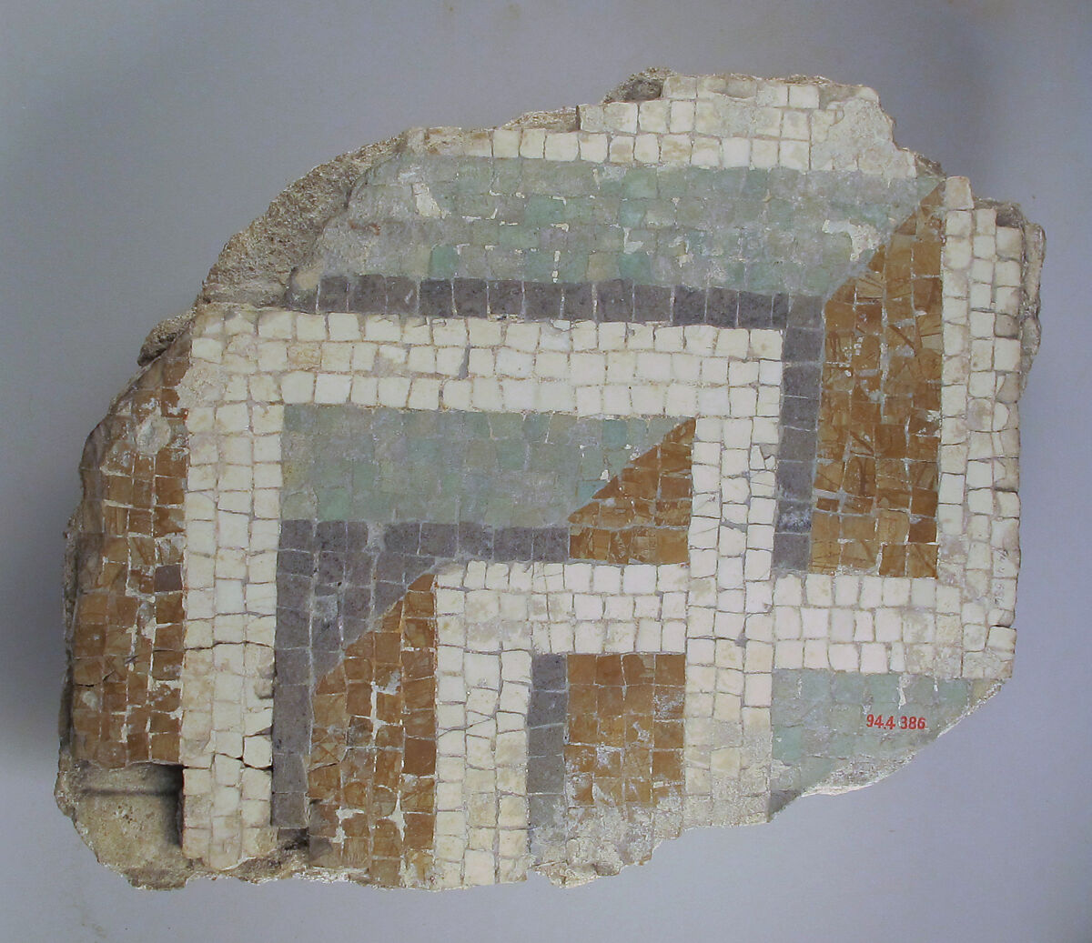 Mosaic floor fragment, Tile, mortar, Roman 