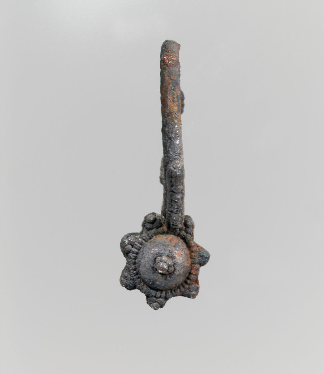 Earrings, Pendant: silver - sheet; wire - beaded; granulation.  Loop: silver, rod; wire - beaded; granulation.  Suspension Loop: silver, rod., Roman