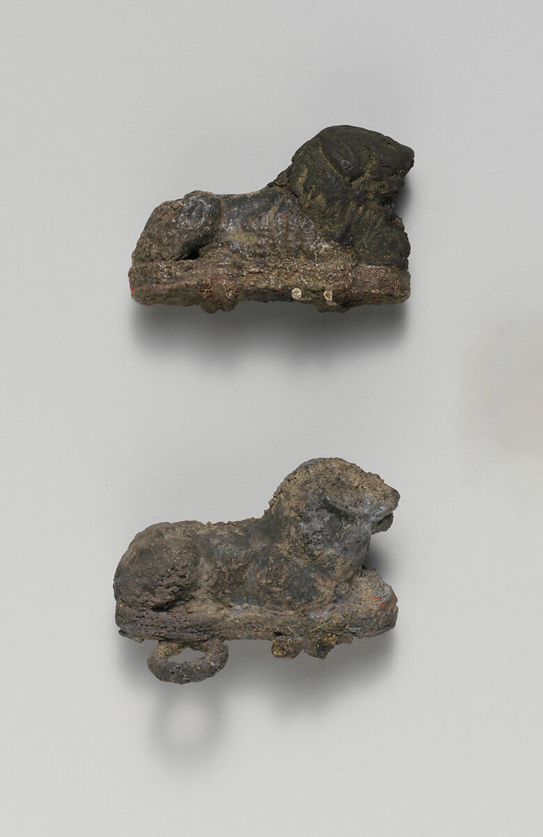 Two silver clasps with lions, Silver, Etruscan 