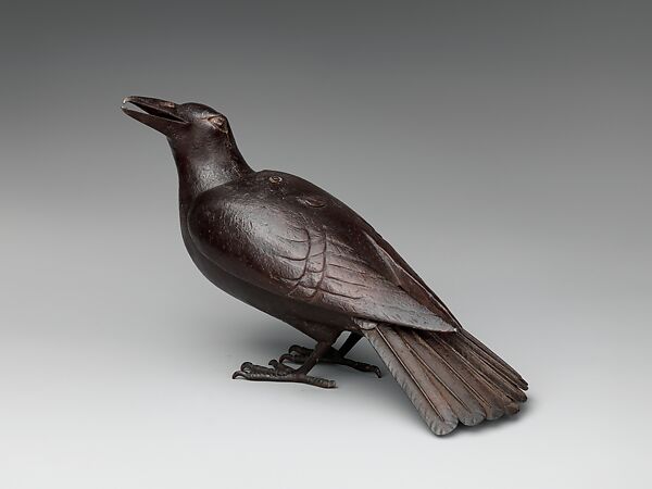 Okimono in form of Crow (Karasu), Iron, Japanese 