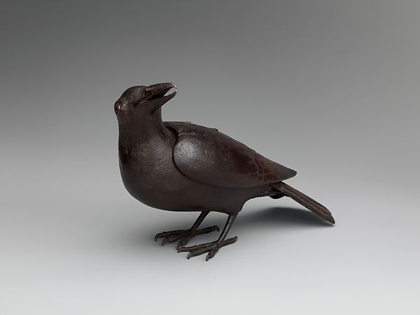 Okimono in form of Crow (Karasu), Iron, Japanese