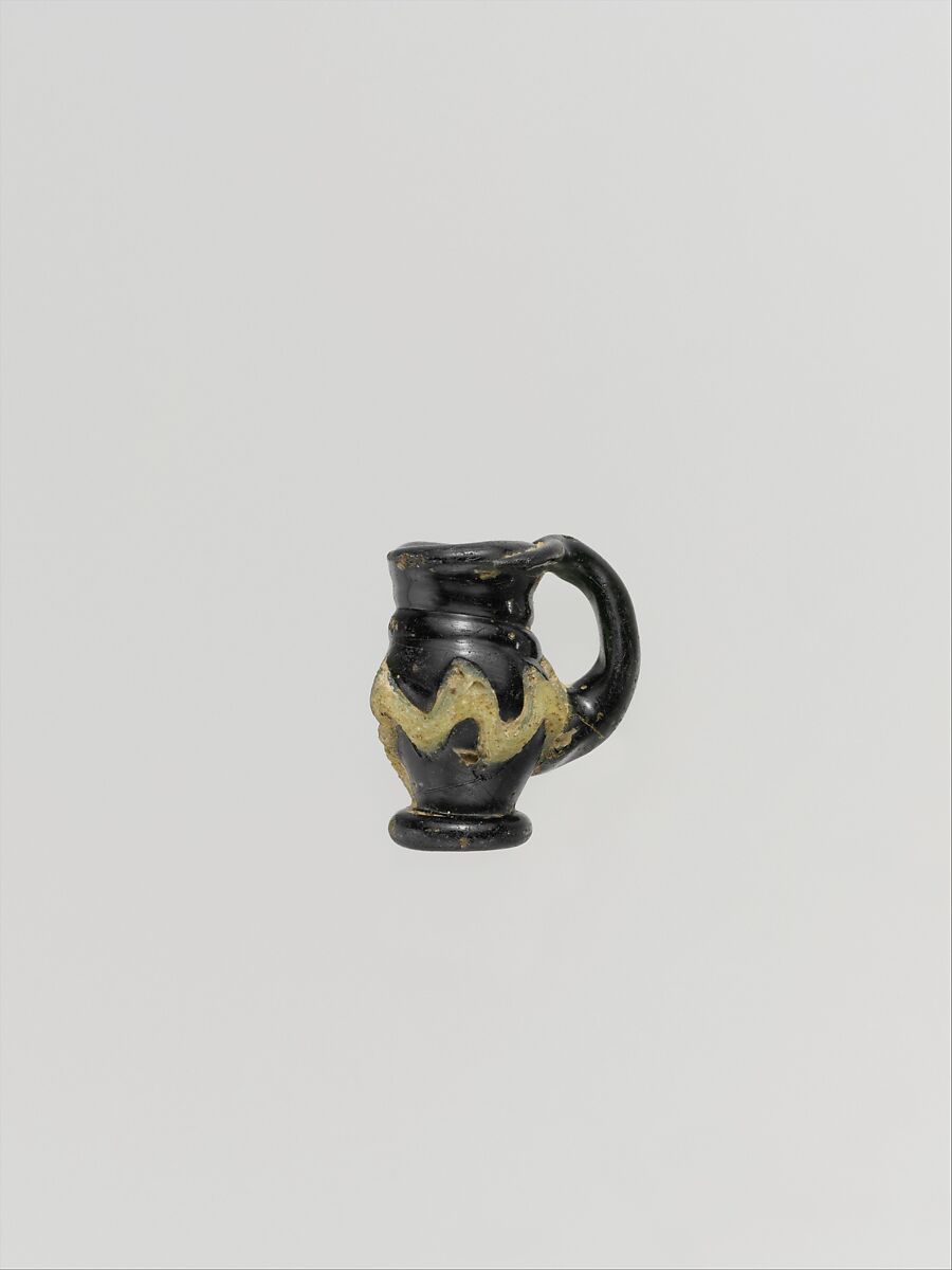 Glass pendant in the form of a miniature jug, Glass, Roman 
