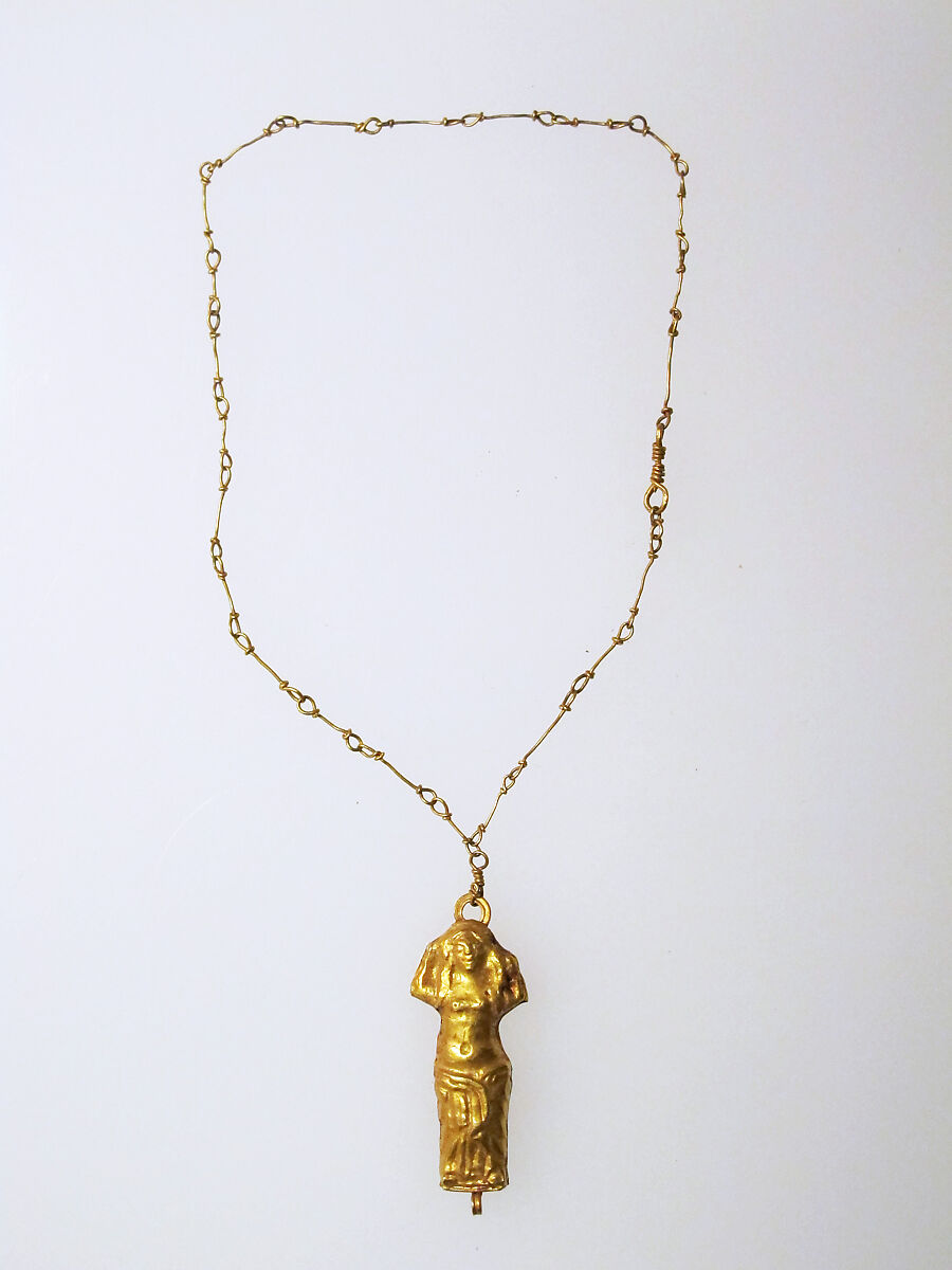 Necklace, chain, Gold, glass 