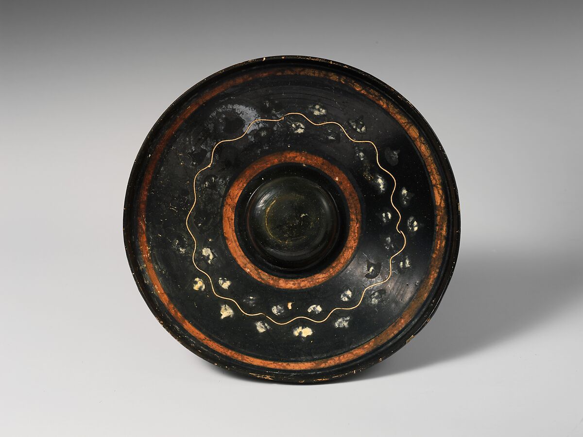 Terracotta phiale mesomphalos (libation bowl), Terracotta, Etruscan 