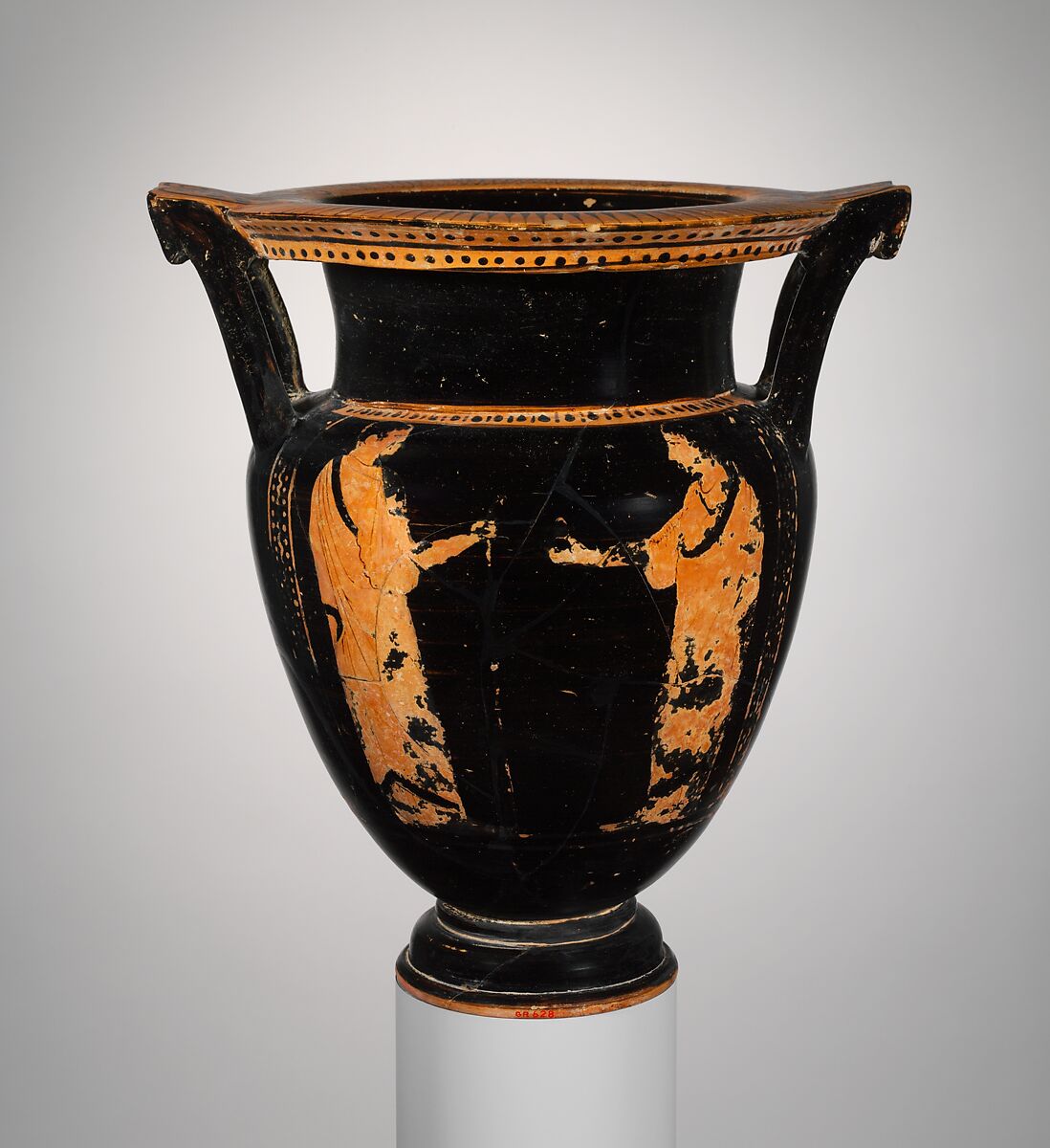 Terracotta column-krater (bowl for mixing wine and water), Attributed to the Praxias Group, Terracotta, Etruscan