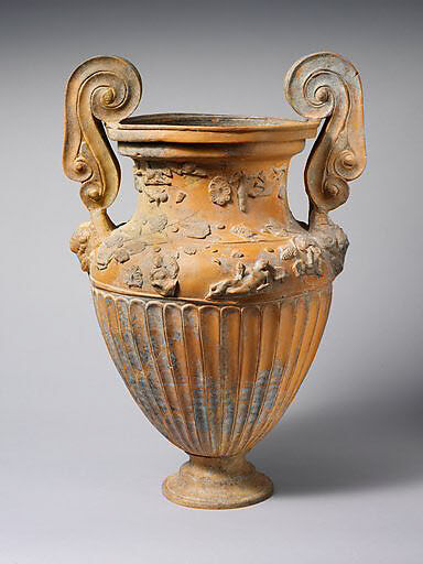 Terracotta volute-krater (bowl for mixing wine and water), Attributed to the Bolsena Group, Terracotta, Etruscan