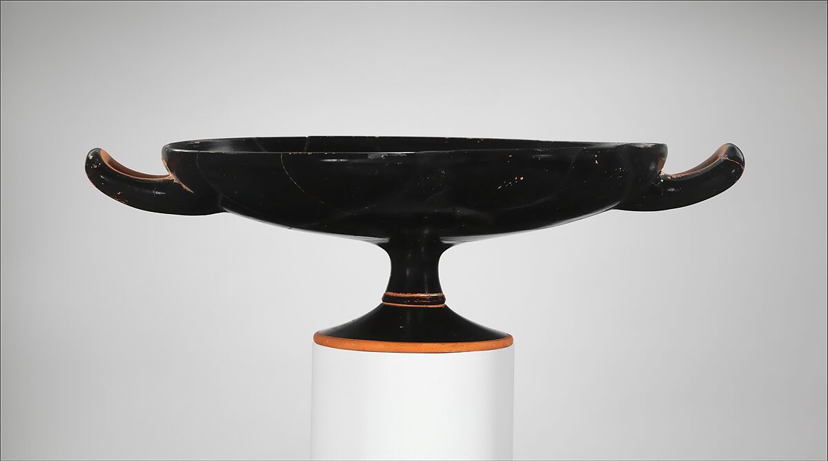 Terracotta kylix (drinking cup), Attributed to the Brygos Painter, Terracotta, Greek, Attic