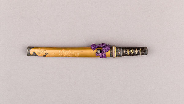 Blade and Mounting for a Miniature Short Sword (Wakizashi), Steel, wood,  lacquer, rayskin (samé), baleen, silver-copper alloy (shibuichi), Japanese 