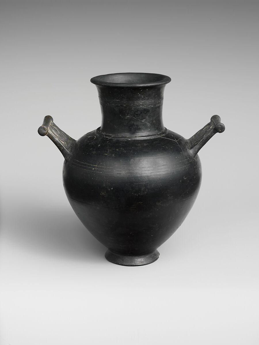 Terracotta amphora with lid, Terracotta, Etruscan 