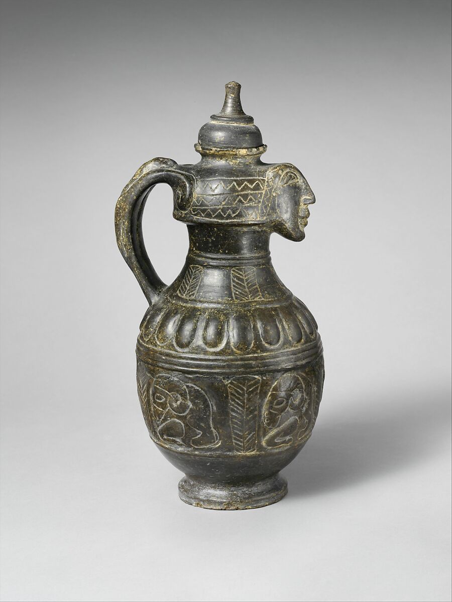 Terracotta jug with lid, Terracotta, Etruscan 