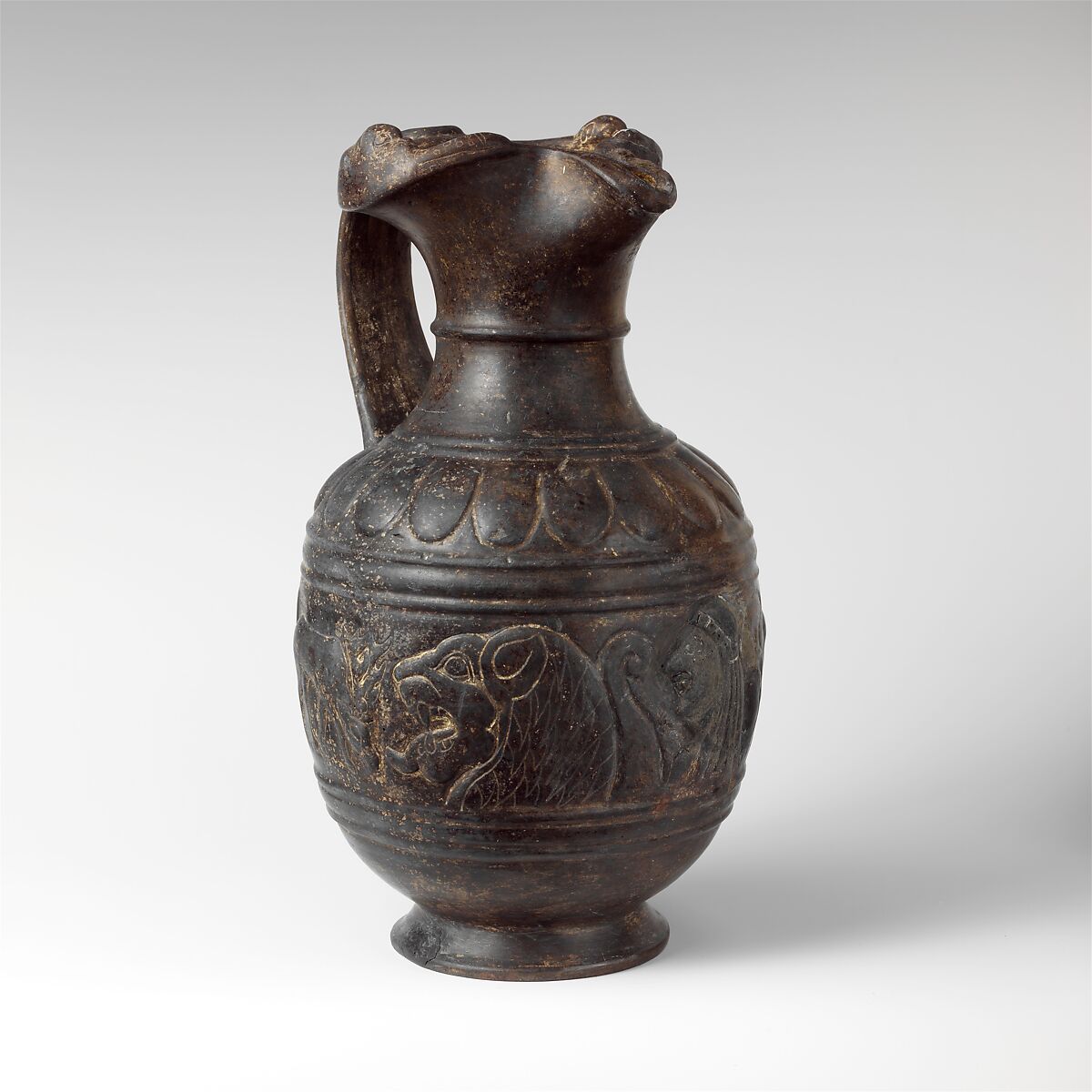 Terracotta oinochoe (jug), Terracotta, Etruscan 