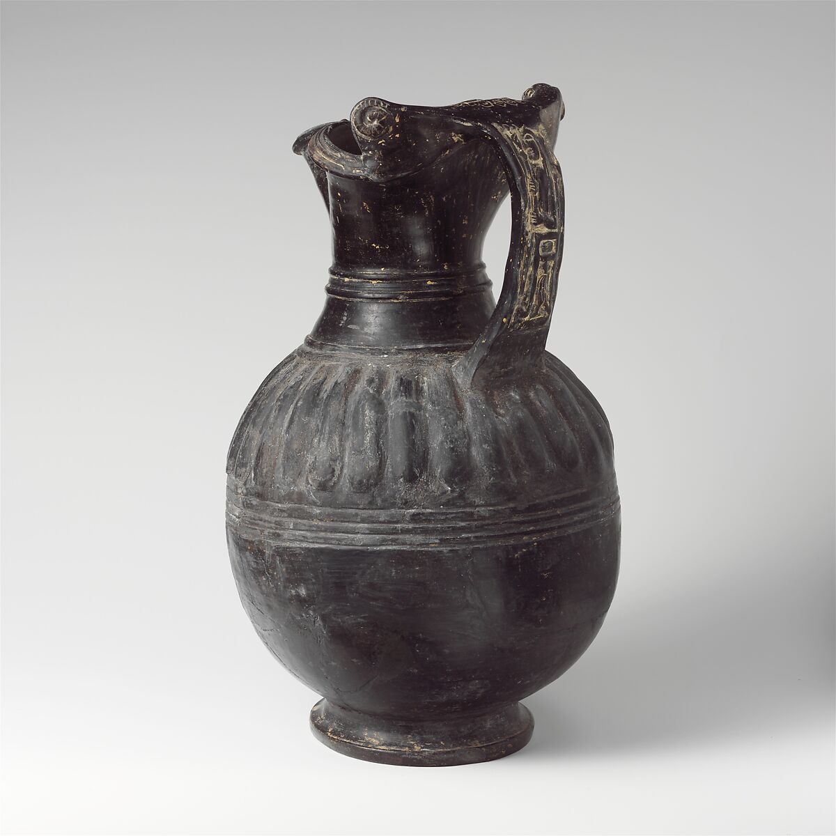 Terracotta trefoil oinochoe (jug), Terracotta, Etruscan 