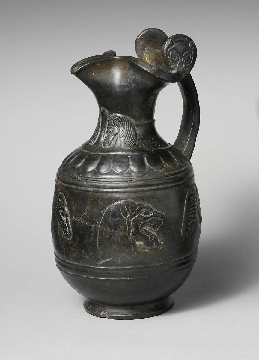 Terracotta trefoil oinochoe (jug) | Etruscan | Archaic | The 