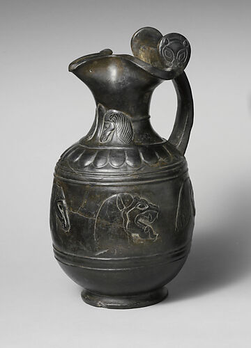 Terracotta trefoil oinochoe (jug)