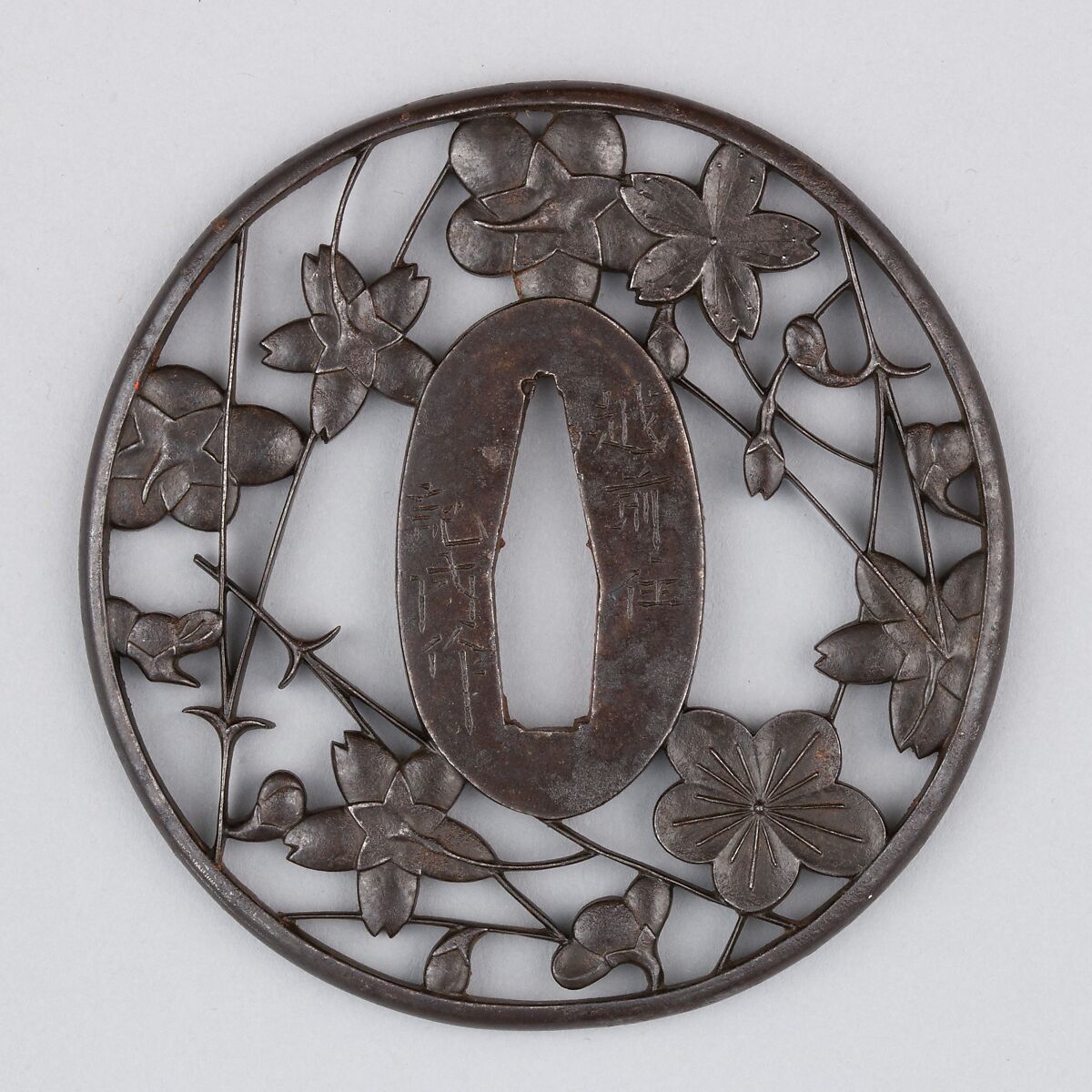 Sword Guard (Tsuba), Iron, copper, Japanese 