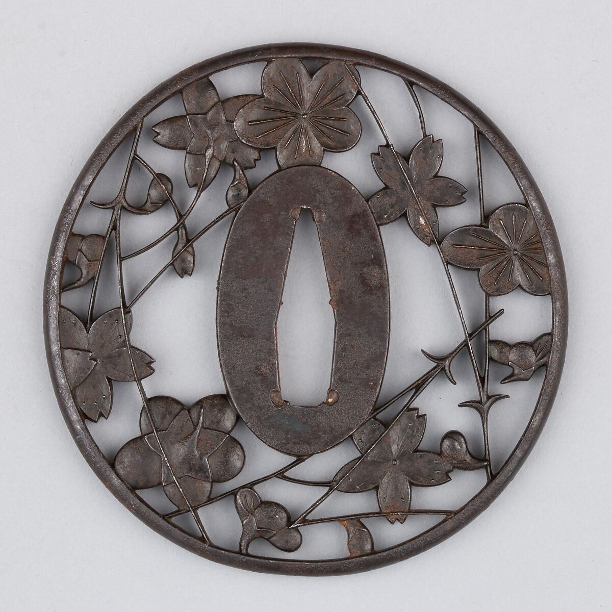 Sword Guard (Tsuba), Iron, copper, Japanese