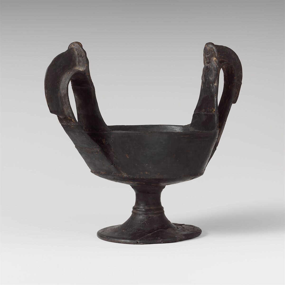 Terracotta kantharos (drinking cup with high handles), Terracotta, Etruscan 