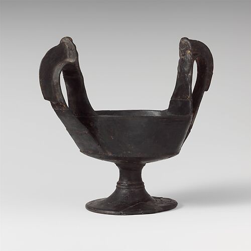 Terracotta kantharos (drinking cup with high handles)