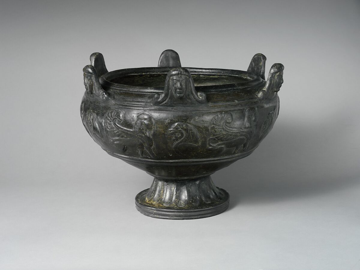 Terracotta krater (mixing bowl), Terracotta, Etruscan 