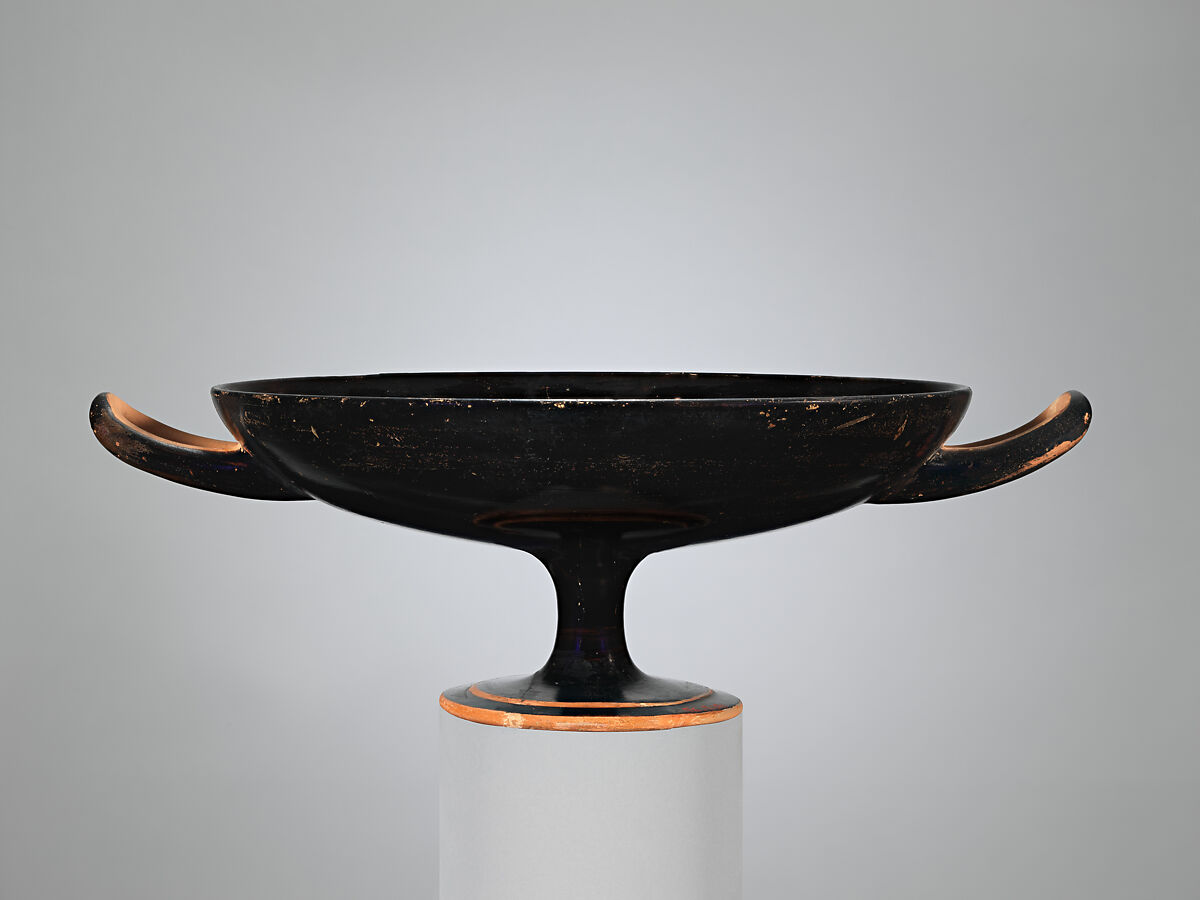 Terracotta kylix (drinking cup), Attributed to Makron, Terracotta, Greek, Attic