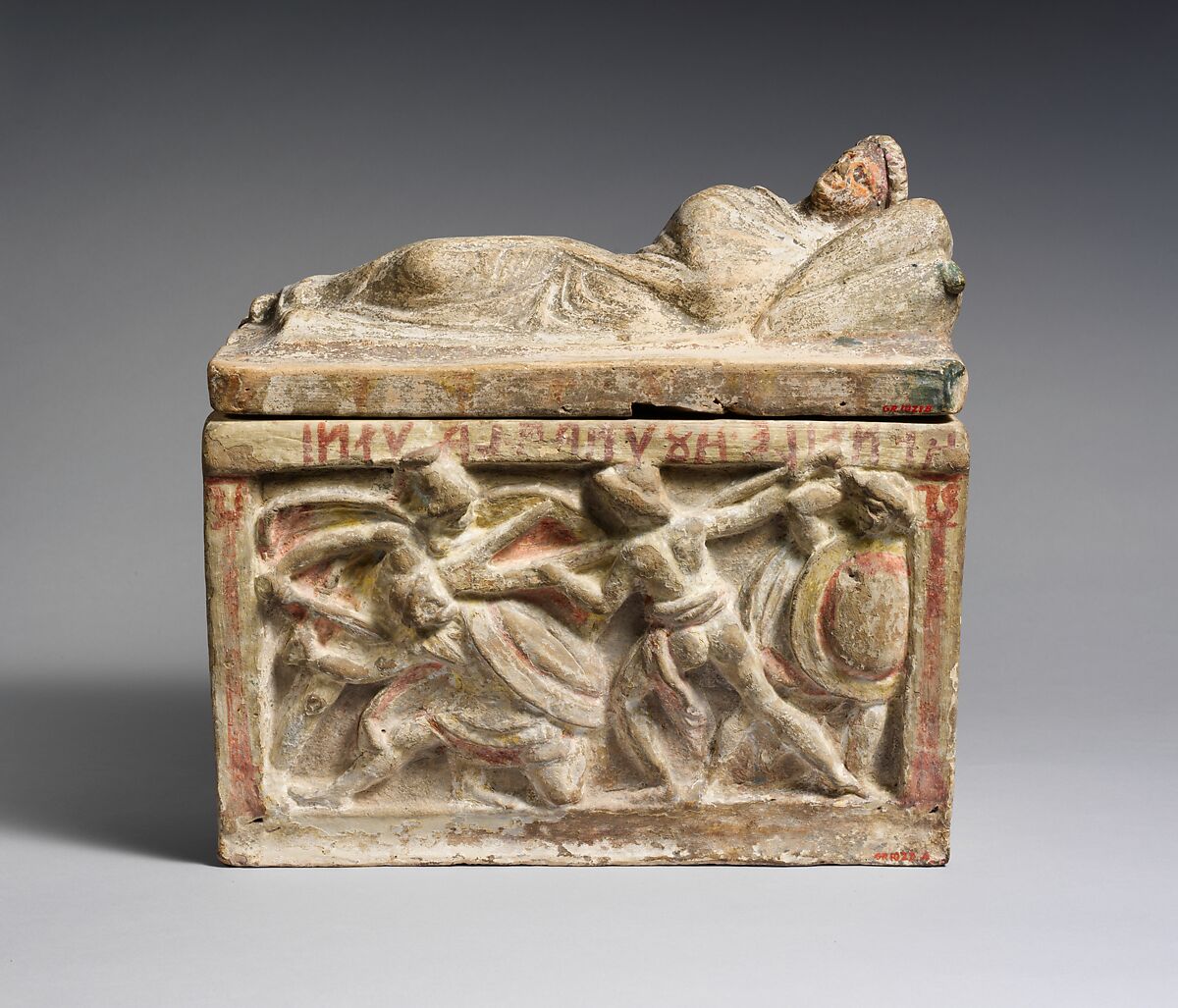 Terracotta cinerary urn, Terracotta, Etruscan