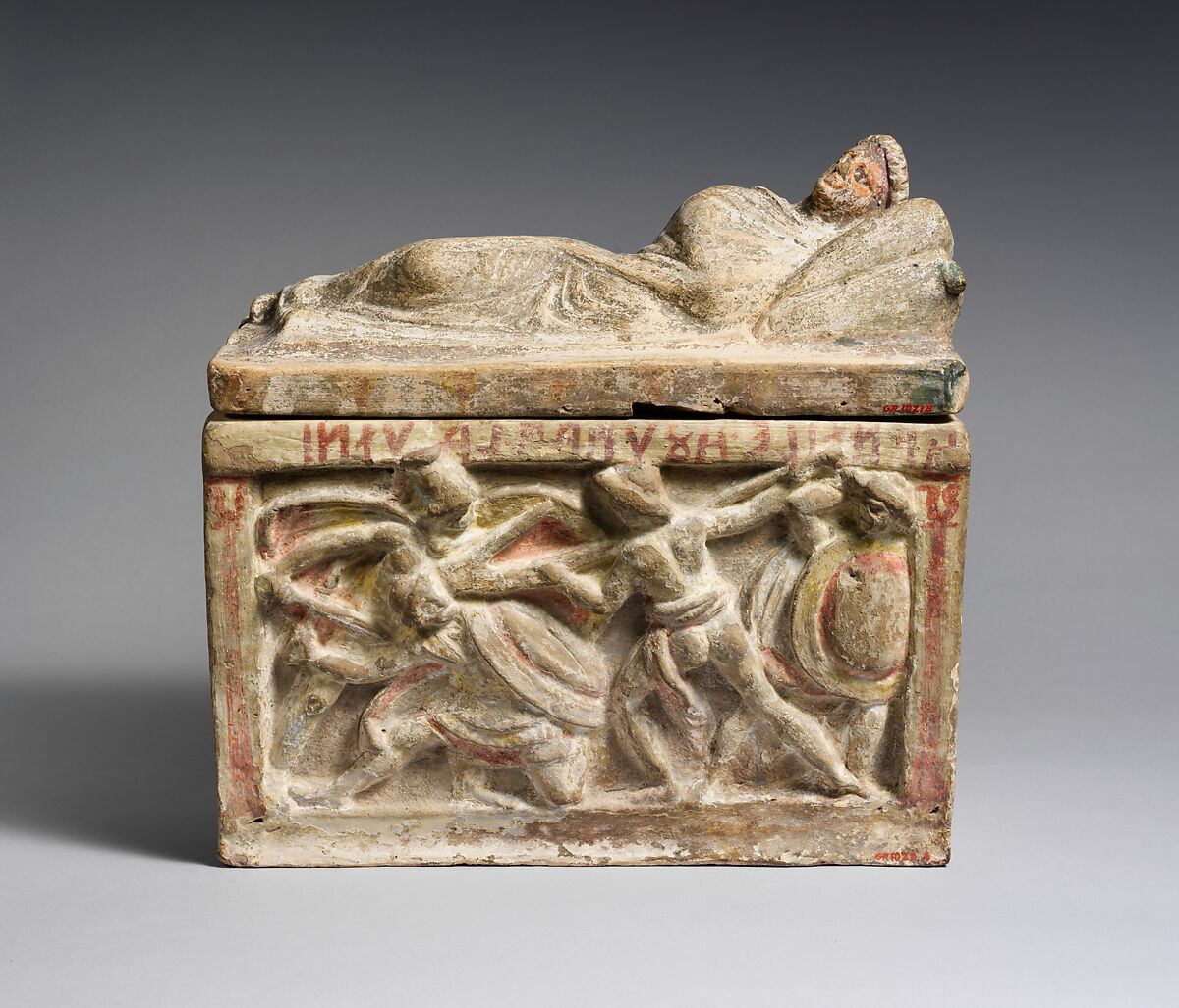 Terracotta cinerary urn, Terracotta, Etruscan 