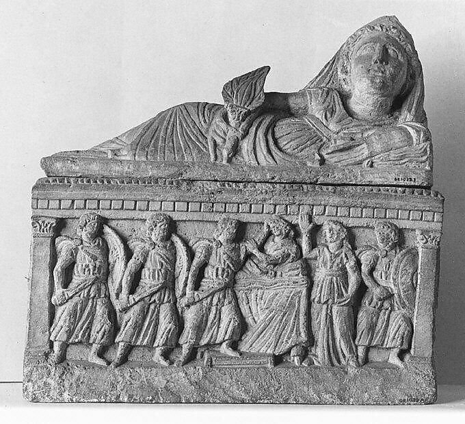 Travertine cinerary urn, Travertine, Etruscan