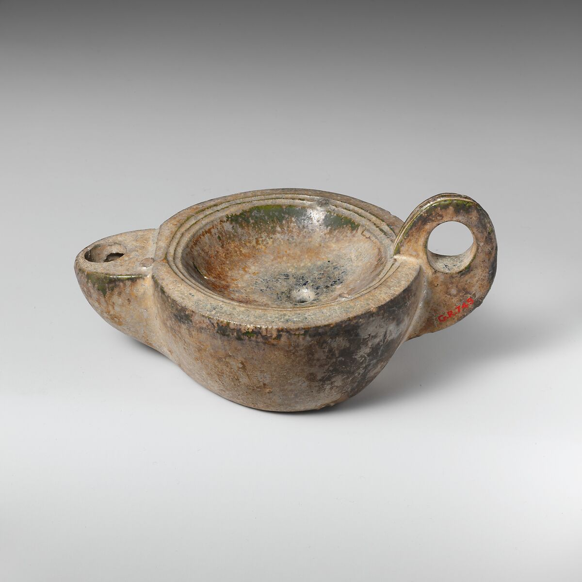 Terracotta oil lamp, Terracotta, Roman 