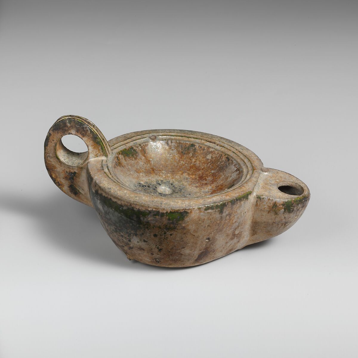 Terracotta oil lamp, Terracotta, Roman