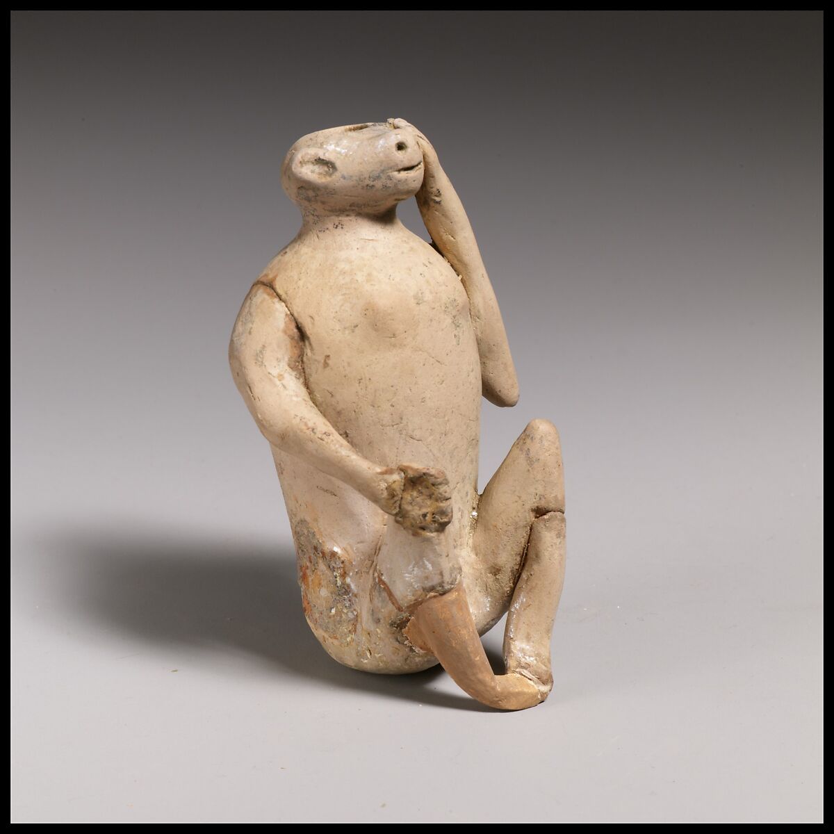 Terracotta vase in the form of an ape, Terracotta, Greek or Etruscan 