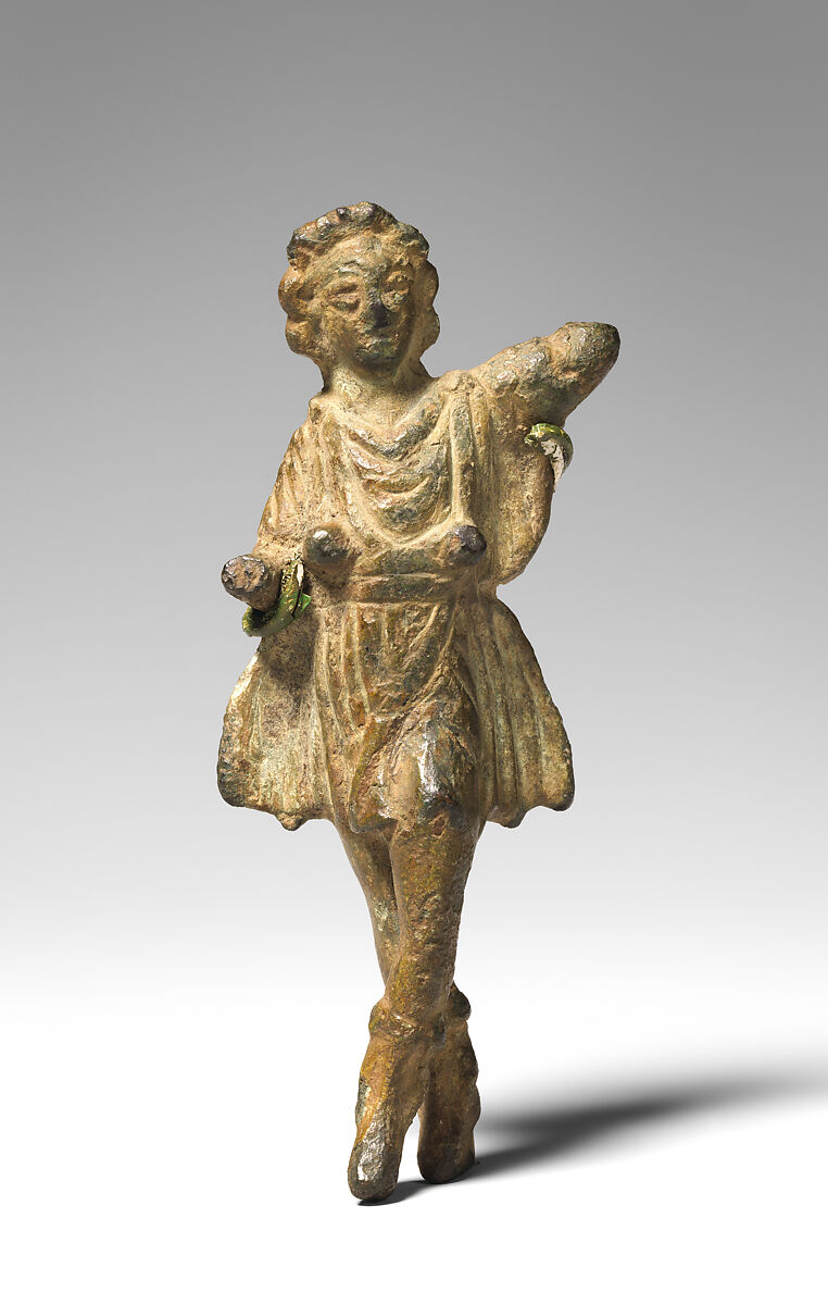 Bronze statuette of a Lar, Bronze, Roman 