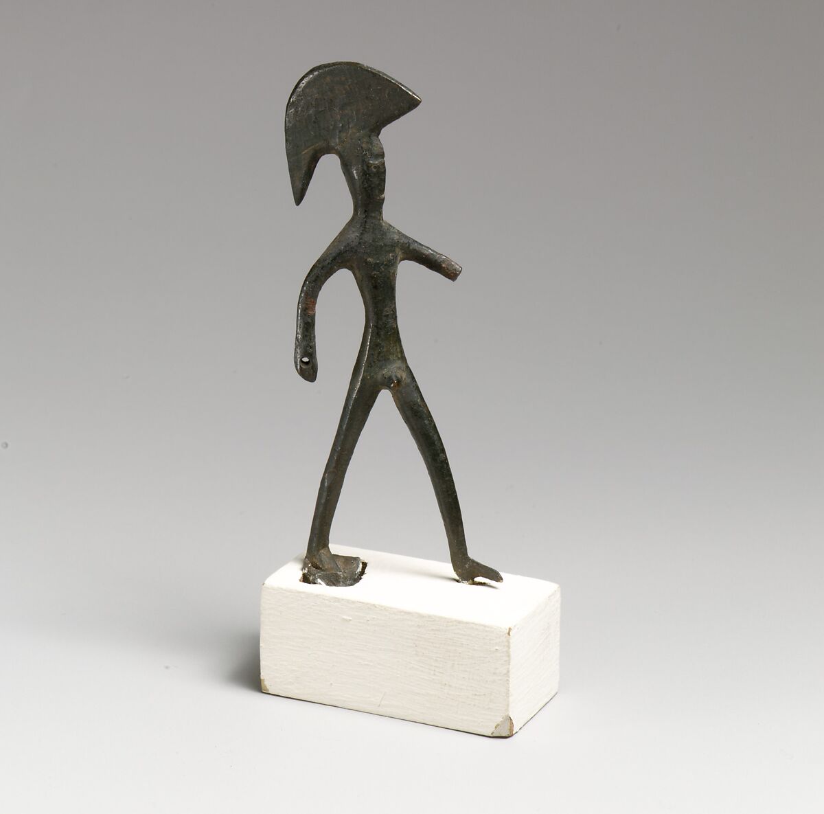 Statuette of striding warrior (Ares?), Bronze, Etruscan 