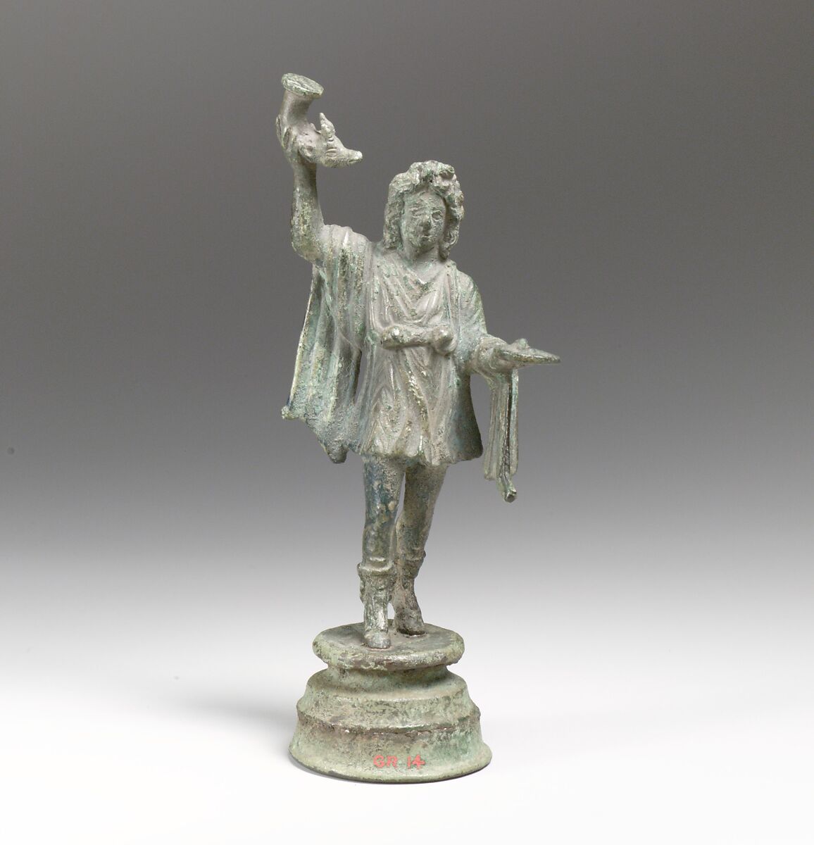 Bronze statuette of a dancing Lar, Bronze, Roman 