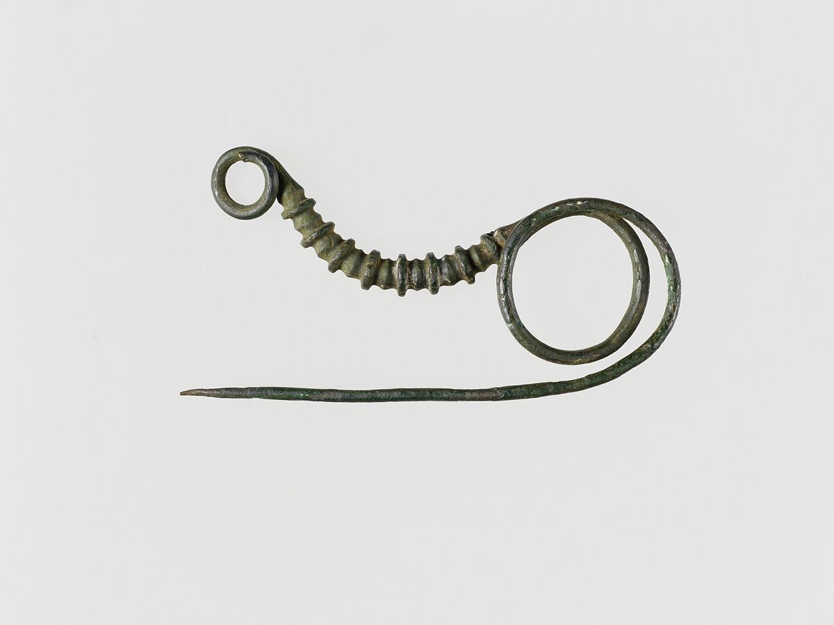 Bronze serpentine-type fibula (safety pin), Bronze, Etruscan 