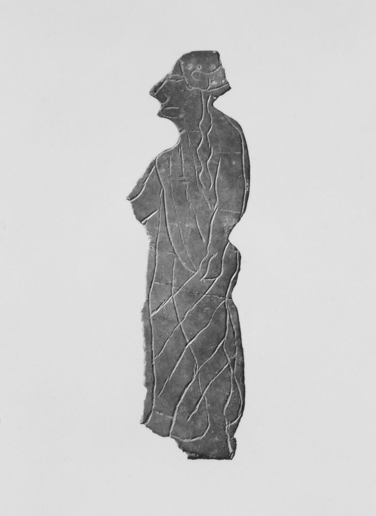 Bronze plaque of a woman, Bronze, Etruscan