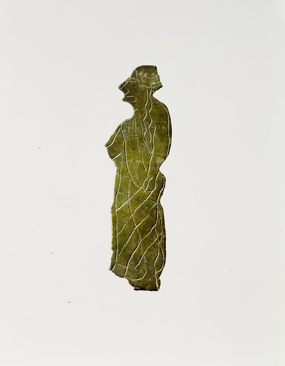 Bronze plaque of a woman, Bronze, Etruscan