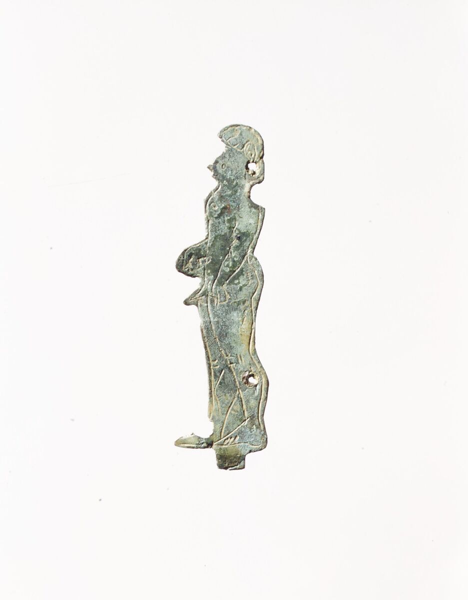 Bronze plaque of a warrior, Bronze, Etruscan 